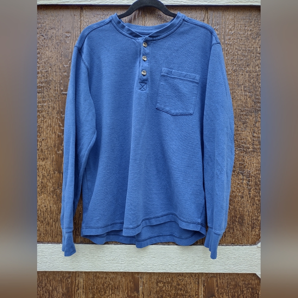 Carhartt Blue Thermal Long Sleeve Henley Shirt Mens L